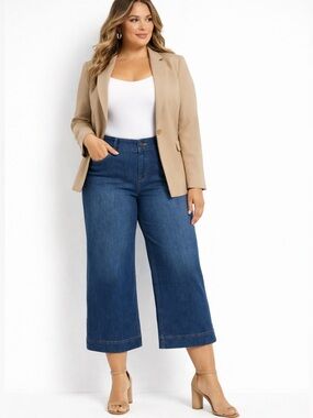 SPANX EveryWear Wide Leg Cropped Jeans 3XT NWT High Rise Tummy Control Plus Size